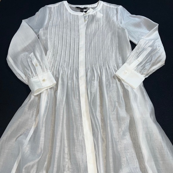 Banana Republic Dresses & Skirts - Banana Republic NWT Sheer Organza Pintuck Midi Dress XS Petite White Romantic